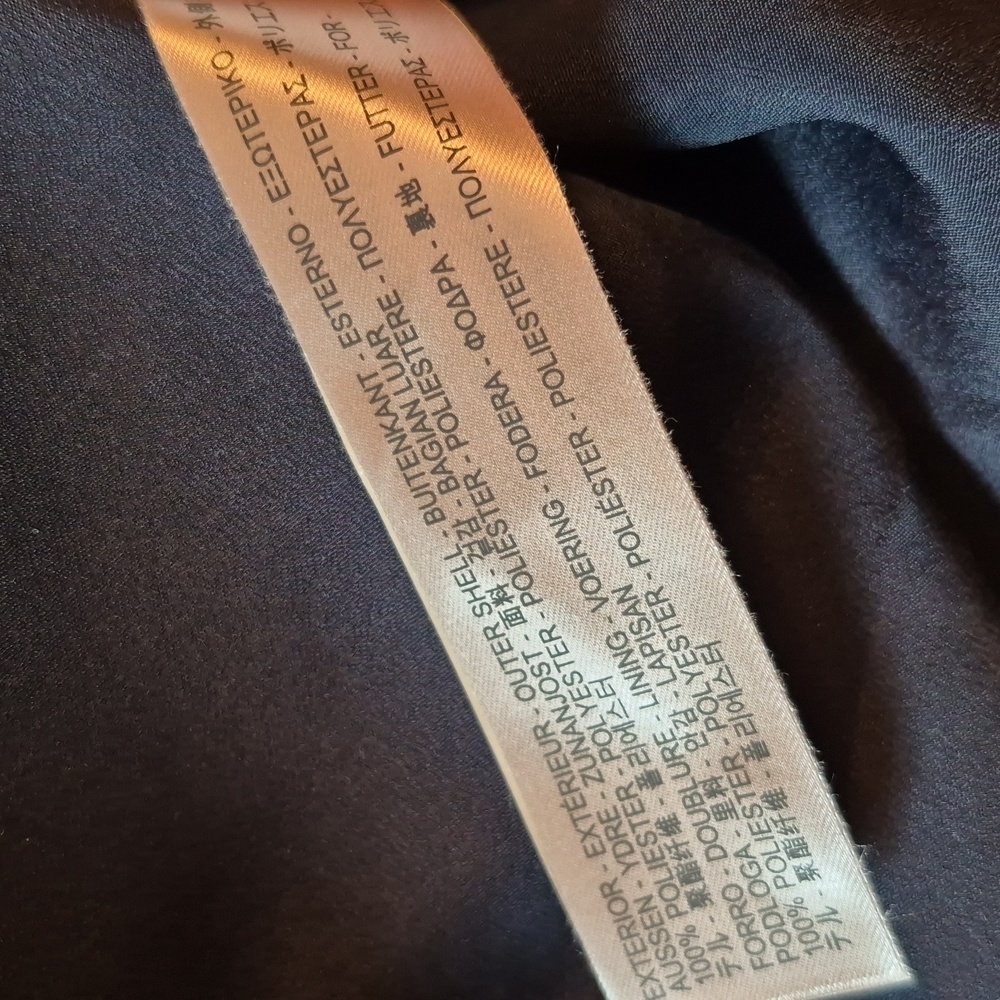 MASSIMO DUTTI Loose Fit Navy V-Neck Sheer Chiffon Sleeve Lined Dress, Size Large - Picture 15 of 15